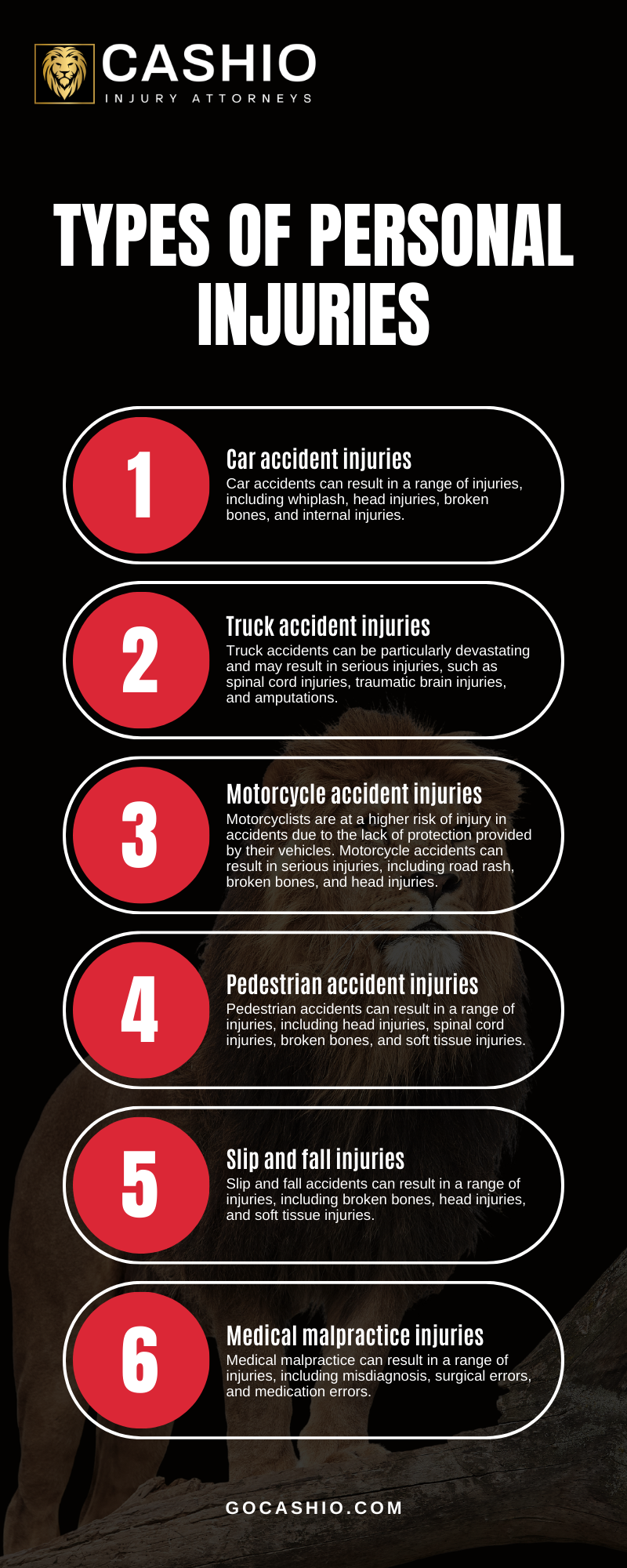 Types Of Personal Injuries Infographic